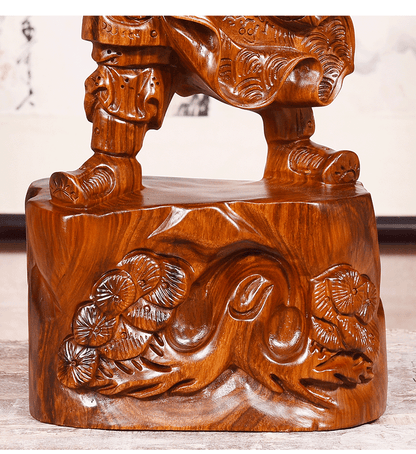 Chinese Guan Yu Gong Warrior God Wealth Wooden Carving Wood Statue fengshui 關公h1