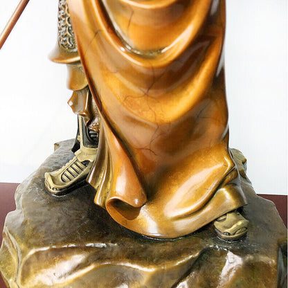 34cm,BRASS copper GuanGong Guan Yu Gong,Soldier Buddha Warrior God wealth Statue