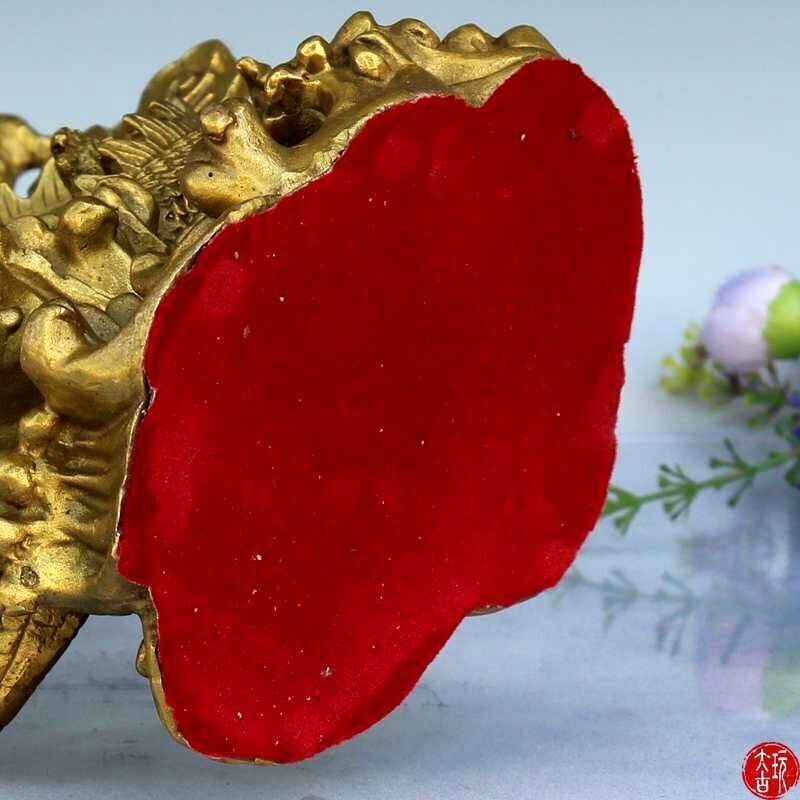 9" Chinese Fengshui brass Guan Gong Yu Warrior God Sword Stand in Dragon Statue