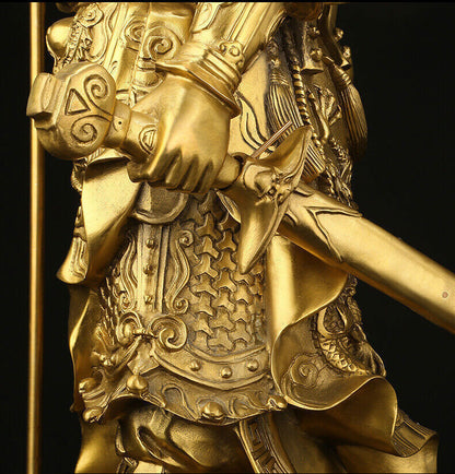 10",China Feng shui brass Guan Gong Yu Warrior God wealth Copper God Statue folk