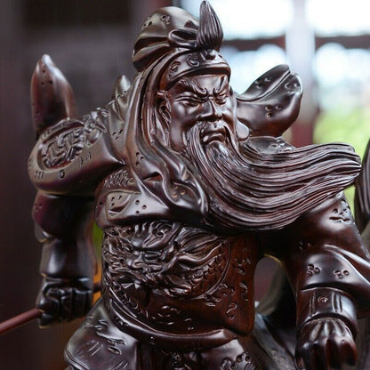 47cm,China Guan Yu Gong Warrior God Buddha Wood Statue Guanyu Dragon Figure 18"