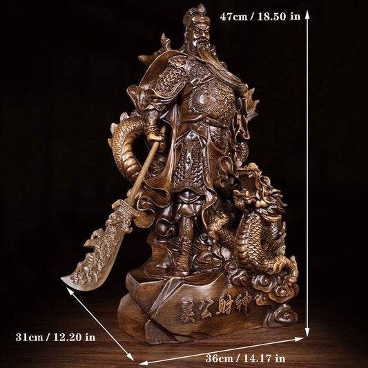 18" China temple brass God Wealth Guan Gong GuanYu warrior God Statue sculpture