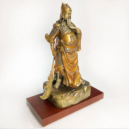 54cm, BRASS copper GuanGong Guan Yu Gong,great Buddha Warrior God wealth Statue