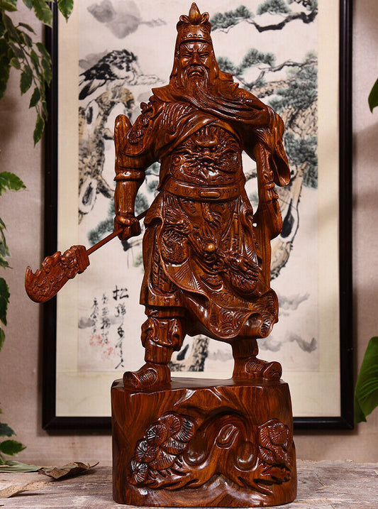 29cm China Feng shui Wealth Guan Gong Yu Warrior God emperor Statue Carved craft