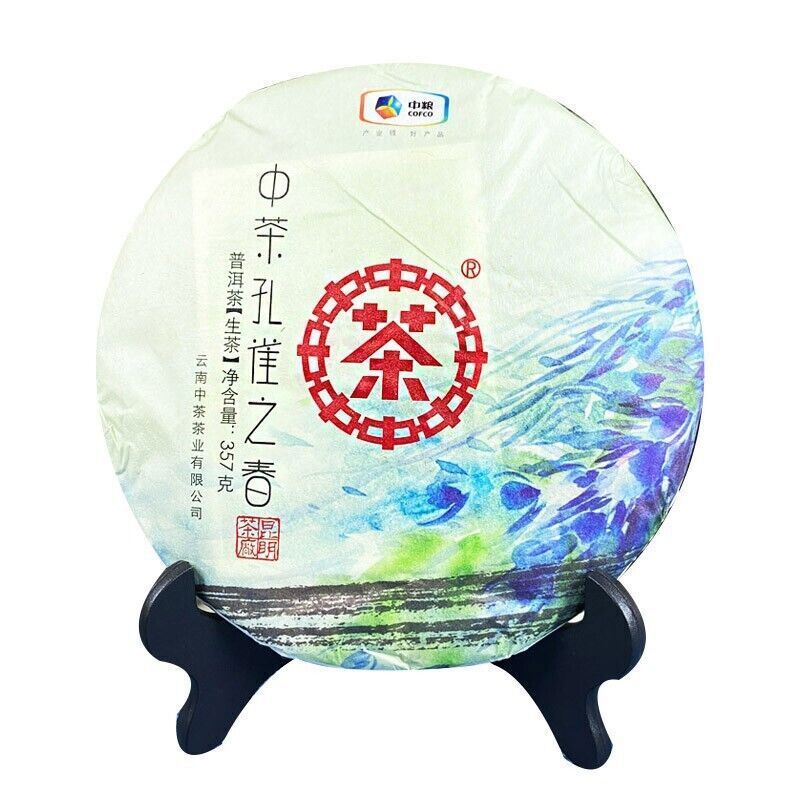 2018 CHINATEA Peacock Spring Pu'er Cake Tea Raw Pu erh,Zhongcha kong que, 357g