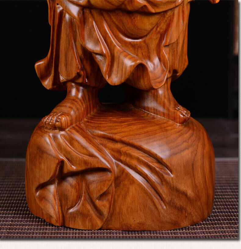 19in. African Rosewood Wealth YuanBao Happy Laugh Maitreya Buddha Statue craft