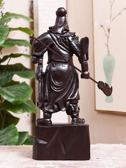 29cm, China Guan Yu Guan Gong Warrior God Of Wealth Wooden Carving Wood Statue b