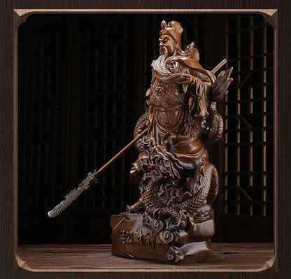 18.5" Chinese Fengshui Guan Gong Warrior Stand,guanyu Dragon Statue Wealth gifts