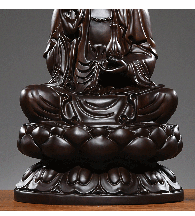 China fengshui Buddhism Wood Carved GuanYin Kwan-yin Buddha Statue craft Goddess