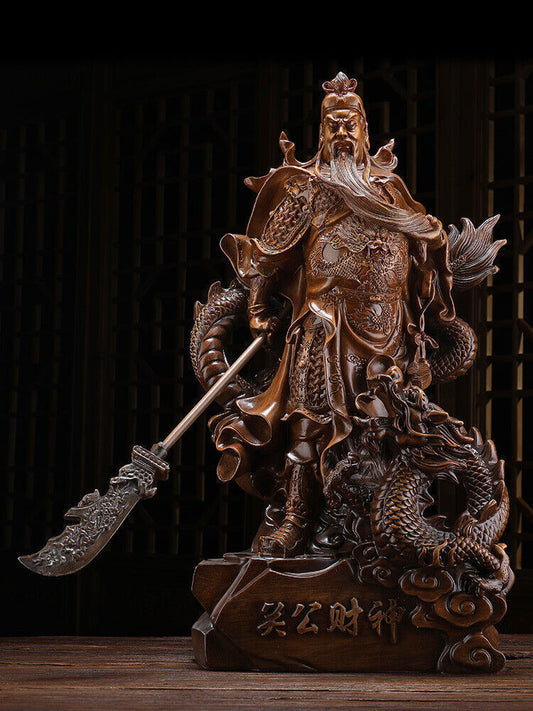 47cm,resin Wealth GuanGong Riding Dragon Statue,Guan Yu,Modern artwork God War