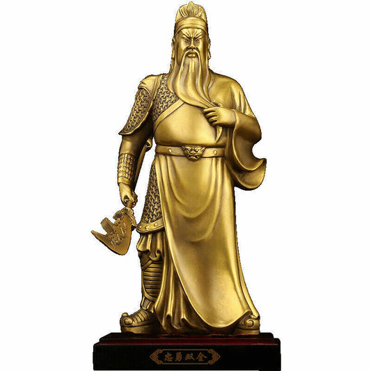 40cm,China brass Buddha Guanyu Guan gong Warrior God wealth Sword Stand Statue