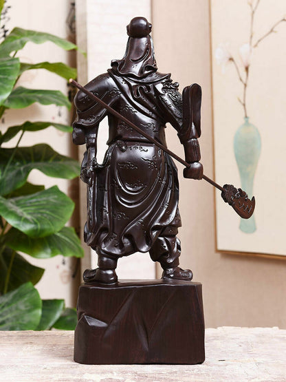 29cm,Chinese Guan Yu Guan Gong Warrior God Buddha Wooden Carving Wood Statue 11"