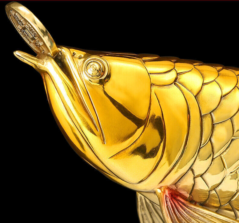 big Feng Shui Golden Wealth Arowana Golden Dragon Lucky Fish brass,copper,Statue