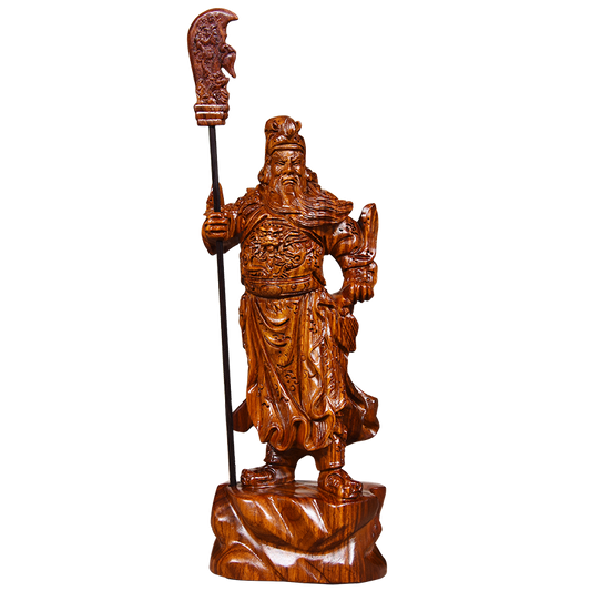 Rosewood Wood Guan Gong Yu Warrior God Guanyu Statue Dragon soldier sculpture