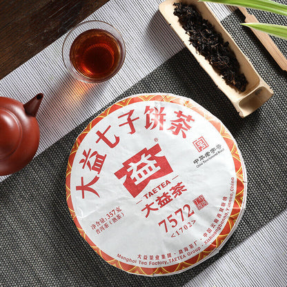 Yunnan 2017 Batch 1702 TAETEA 7572 Dayi cooked Pu'er Tea cake erh Ripe Puer 357g