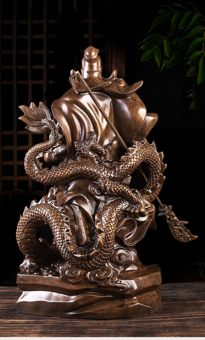 47cm,resin Wealth GuanGong Riding Dragon Statue,Guan Yu,Modern artwork God War