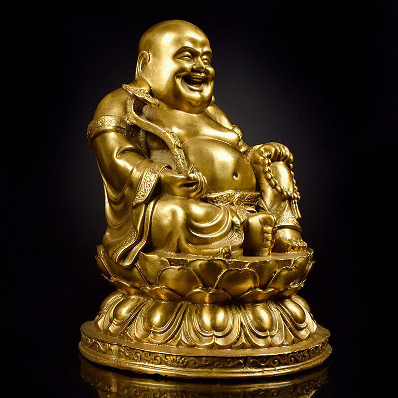 25cm,Buddhist China Laughing Fat Buddha Maitreya,BRASS Statue,Happy Bronze craft