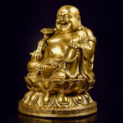 25cm,Buddhist China Laughing Fat Buddha Maitreya,BRASS Statue,Happy Bronze craft