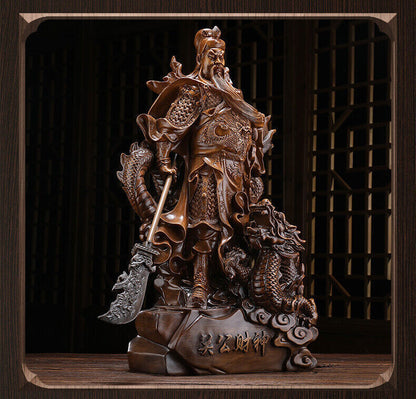 47cm,resin Wealth GuanGong Riding Dragon Statue,Guan Yu,Modern artwork God War