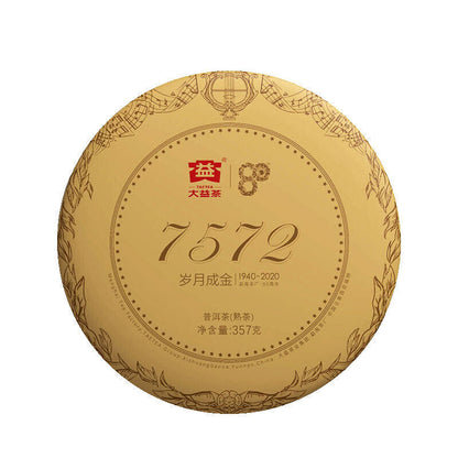 Yunnan 2020 Golden Age TAETEA 7572 Dayi 80th Anniversary Pu'er Tea cake erh 357g