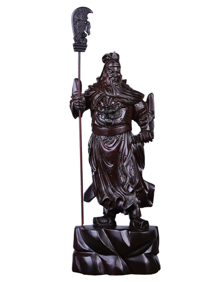 60cm,China Guan Yu Guan Gong Warrior God Buddha Knife Wooden Wood Statue 23"