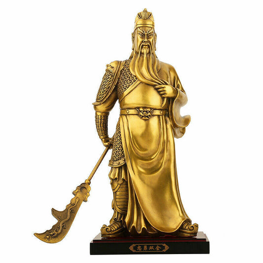 40cm,China brass Buddha Guanyu Guan gong Warrior God wealth Sword Stand Statue