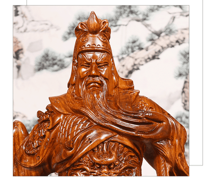 Chinese Guan Yu Gong Warrior God Wealth Wooden Carving Wood Statue fengshui 關公h1