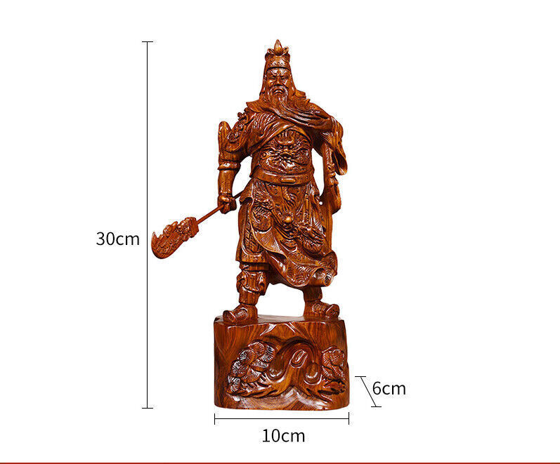 29cm China Feng shui Wealth Guan Gong Yu Warrior God emperor Statue Carved craft