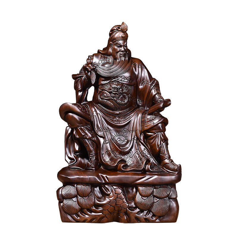 40cm,top Ebony Wood China Guan Gong Yu sit,Warrior Guangong Statue Carved WOODEN