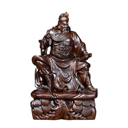 40cm,top Ebony Wood China Guan Gong Yu sit,Warrior Guangong Statue Carved WOODEN