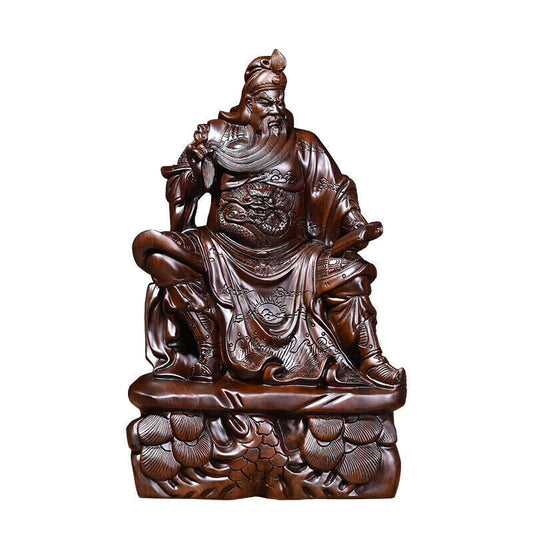 40cm,top Ebony Wood China Guan Gong Yu sit,Warrior Guangong Statue Carved WOODEN