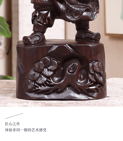 Chinese Guan Yu Guan Gong Warrior God Wealth Wooden Carving Wood Statue fengshui