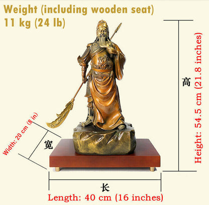 54cm, BRASS copper GuanGong Guan Yu Gong,great Buddha Warrior God wealth Statue