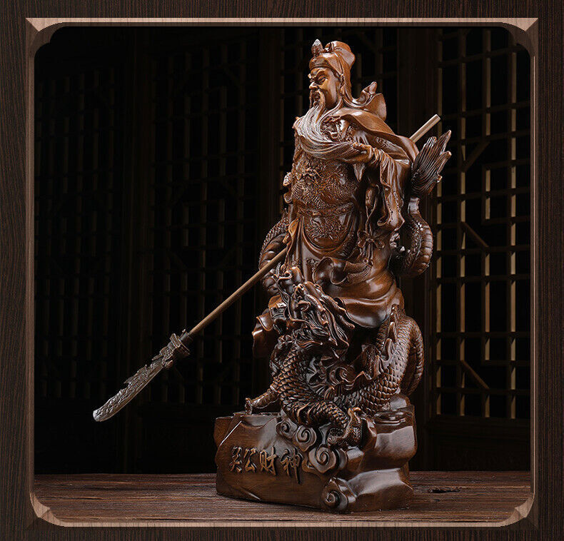 Wealth Guan Gong Riding Dragon Statue,Guan Yu,Modern resin artwork Home God War