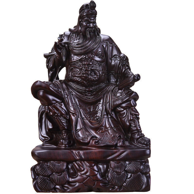 40cm,top Ebony Wood China Guan Gong Yu sit,Warrior Guangong Statue Carved WOODEN