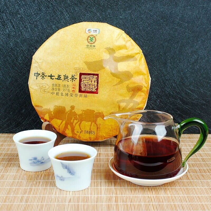 2017 CHINATEA 75 shu beeng pu erh Puer Tea Ripe Yunnan zhongcha cake tee,中茶 357g