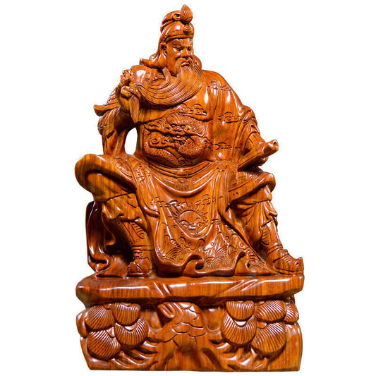 Guan Yu Gong Warrior God Wealth Wooden Guanyu Statue fengshui guangong read book