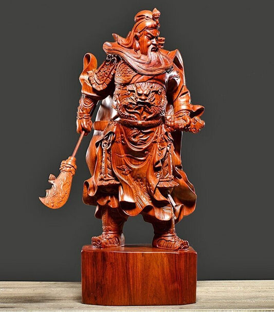 68cm, China FENGSHUI GuanYu Guan Gong Warrior God Wealth Carving Wood ART Statue