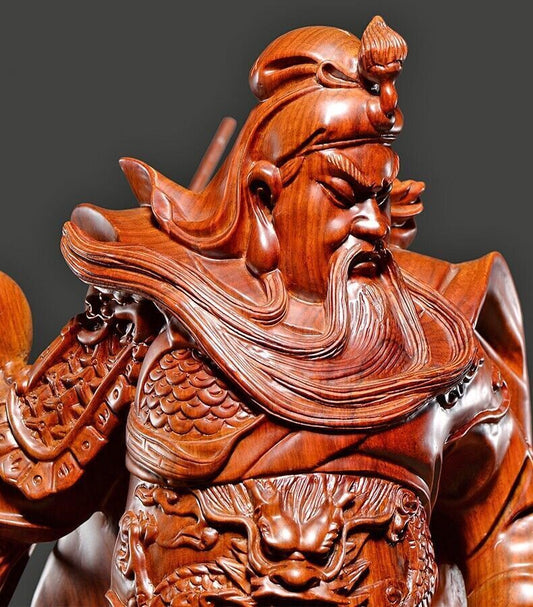 68cm, China FENGSHUI Guan Yu GuanGong Warrior God Wealth Carving rosewood Statue