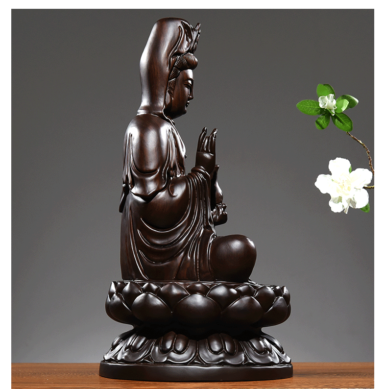 China fengshui Buddhism Wood Carved GuanYin Kwan-yin Buddha Statue craft Goddess