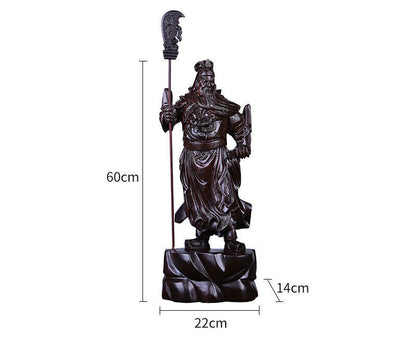 60cm,China Guan Yu Guan Gong Warrior God Buddha Knife Wooden Wood Statue 23"