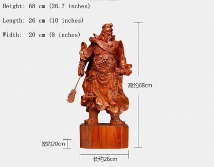 68cm, China FENGSHUI Guan Yu GuanGong Warrior God Wealth Carving rosewood Statue