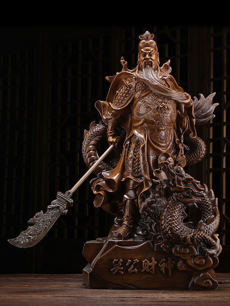 18" China temple brass God Wealth Guan Gong GuanYu warrior God Statue sculpture