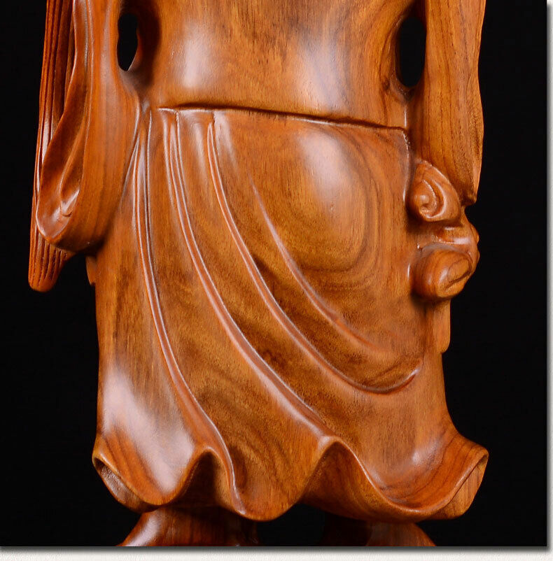 19in. African Rosewood Wealth YuanBao Happy Laugh Maitreya Buddha Statue craft