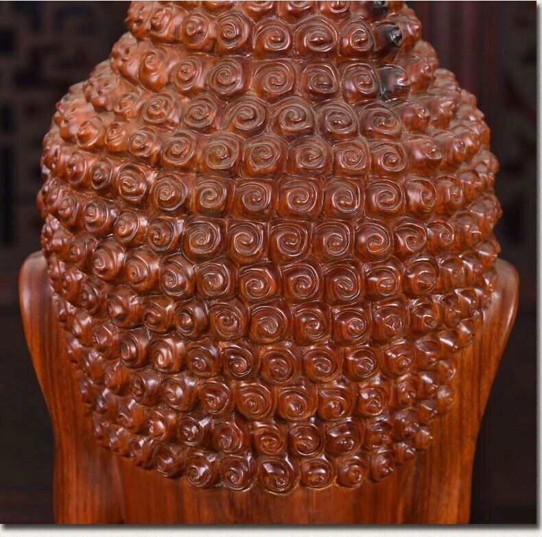 China Fengshui Statue Buddha Head Wood Craft Gift Collectable Carving Sakyamuni