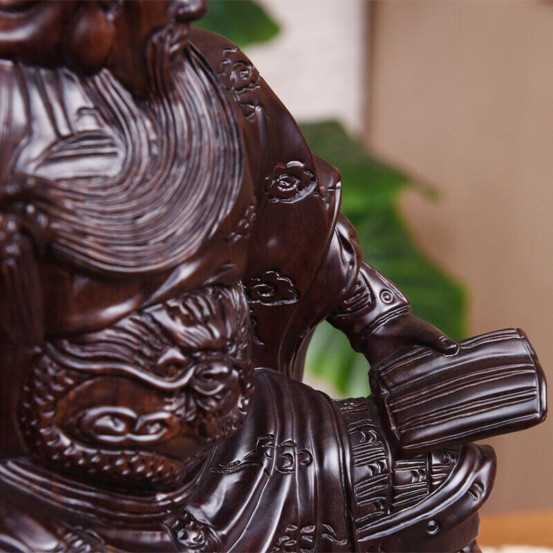 Guan Yu Gong Warrior God Wealth Ebony Wood Guanyu Statue fengshui guangong 關公读书