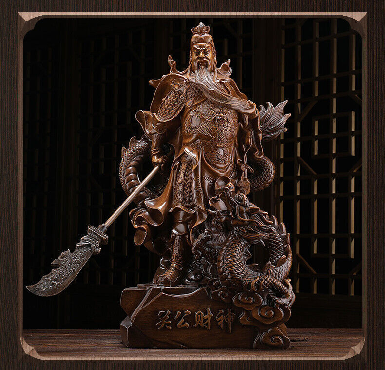 47cm,resin Wealth GuanGong Riding Dragon Statue,Guan Yu,Modern artwork God War