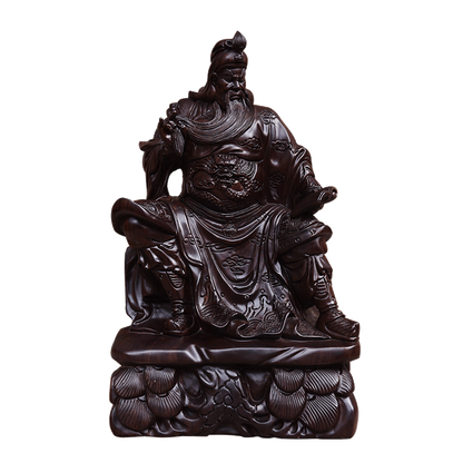 Guan Yu Gong Warrior God Wealth Ebony Wood Guanyu Statue fengshui guangong 關公读书