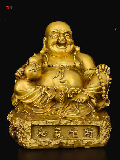 10",Buddhist China Laughing Fat Buddha Maitreya,BRASS Statue,Wealth Bronze craft