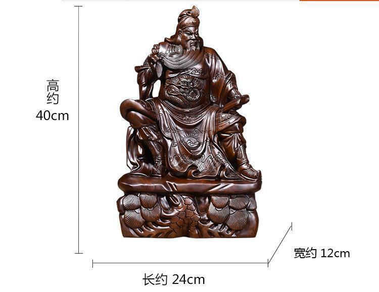 40cm,top Ebony Wood China Guan Gong Yu sit,Warrior Guangong Statue Carved WOODEN